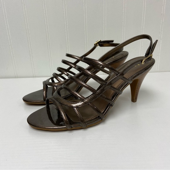 Nickels Strappy Bronze Valdez Heels - New - Size 7.5M - Picture 7 of 9